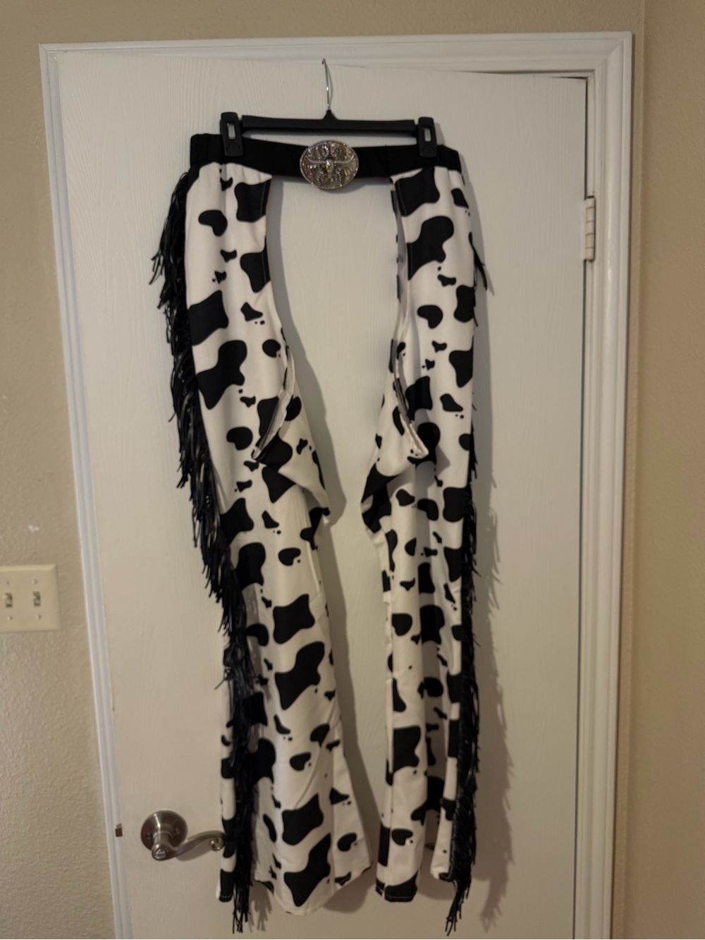 Spirit Black and White Cowprint Chaps